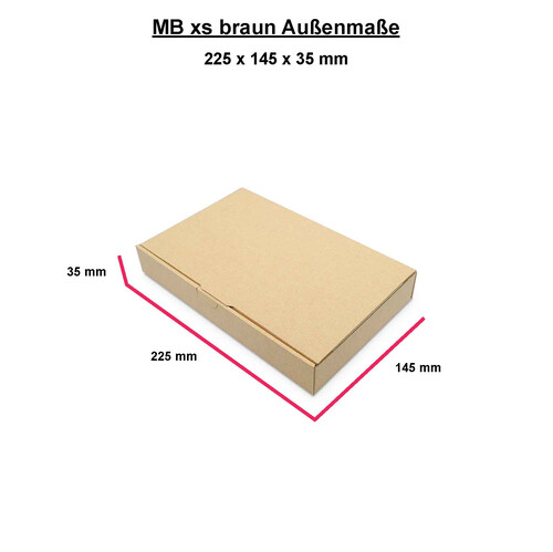Maxibriefkarton 225x145x35 mm DIN A6, Braun - MB XS