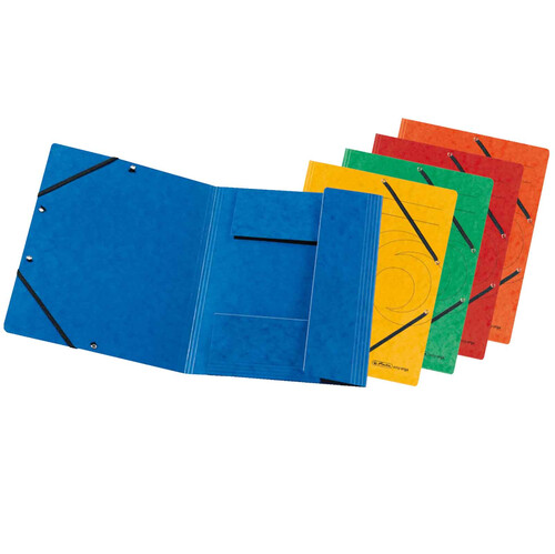 10er Pack Herlitz Einschlagmappe A4 Karton mit Gummizug farbig sortiert