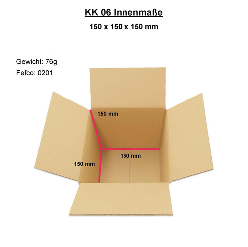 Karton quadratisch 1 wellig 150x150x150 mm Versand Paket - KK 06