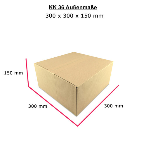 Karton quadratisch 1 wellig 300x300x150 mm Versand Paket - KK 36