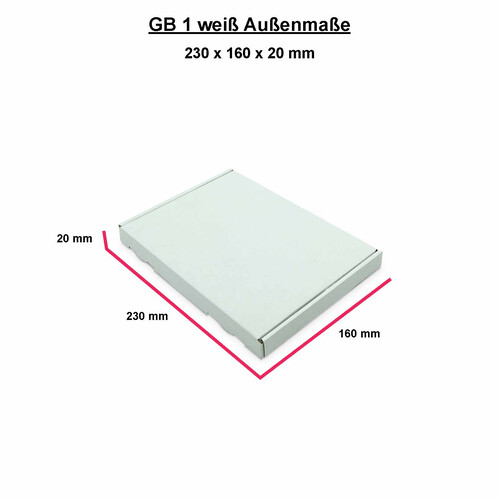 Großbriefkarton 230x160x20 mm - GB 1 DIN A5, Weiß