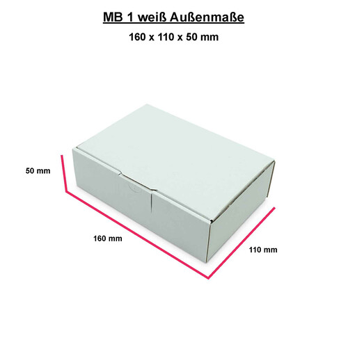 Maxibriefkarton 160x110x50 mm DIN A6, Weiß - MB 1