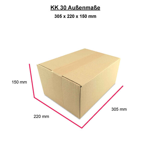 Karton 1 wellig 300x215x140 mm DIN A4 Versand Paket - KK 30