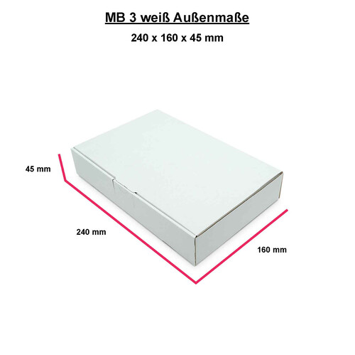 Maxibriefkarton 240x160x45 mm DIN A5, Weiß - MB 3
