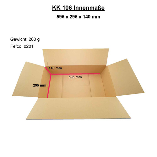 Karton 1 wellig 600x300x150 mm DHL PÃ¤ckchen M bis Paket 2 Kg - KK 106