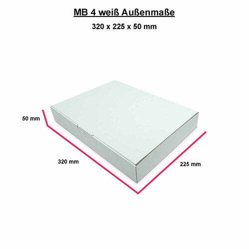 Maxibriefkarton 320x225x50 mm DIN A4, Weiß - MB 4