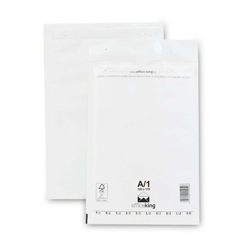 200 Luftpolstertaschen 120x175 mm  DIN A6 Versandtaschen gepolstert, Weiß - A/1 (officeking)
