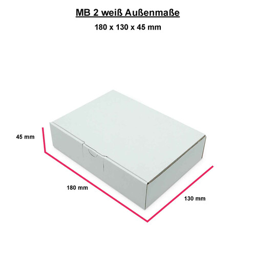 Maxibriefkarton 180x130x45 mm DIN A6, Weiß - MB 2