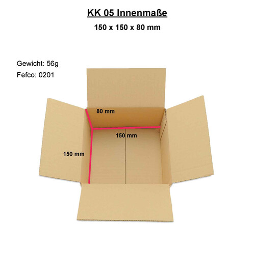 Karton quadratisch 1 wellig 150x150x80 mm Versand Paket - KK 05
